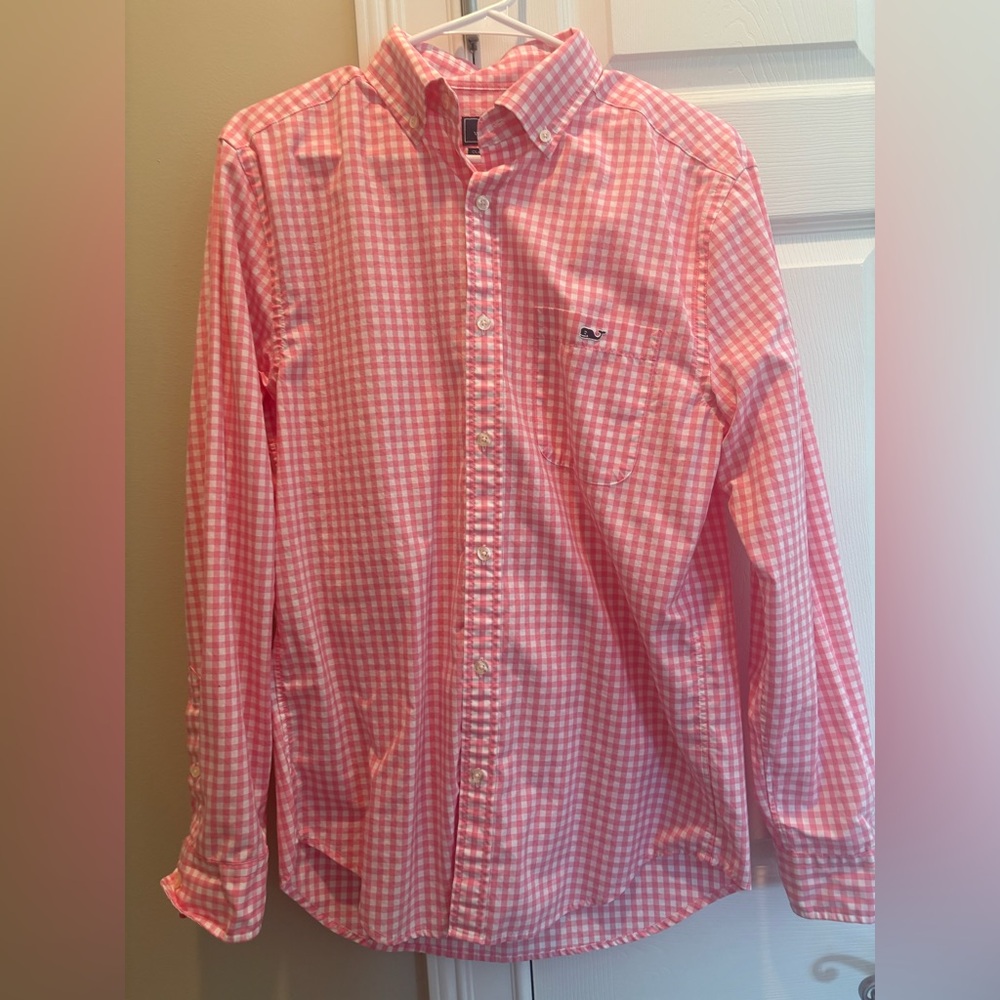 Vineyard Vines Men's Pink Gingham Shirt